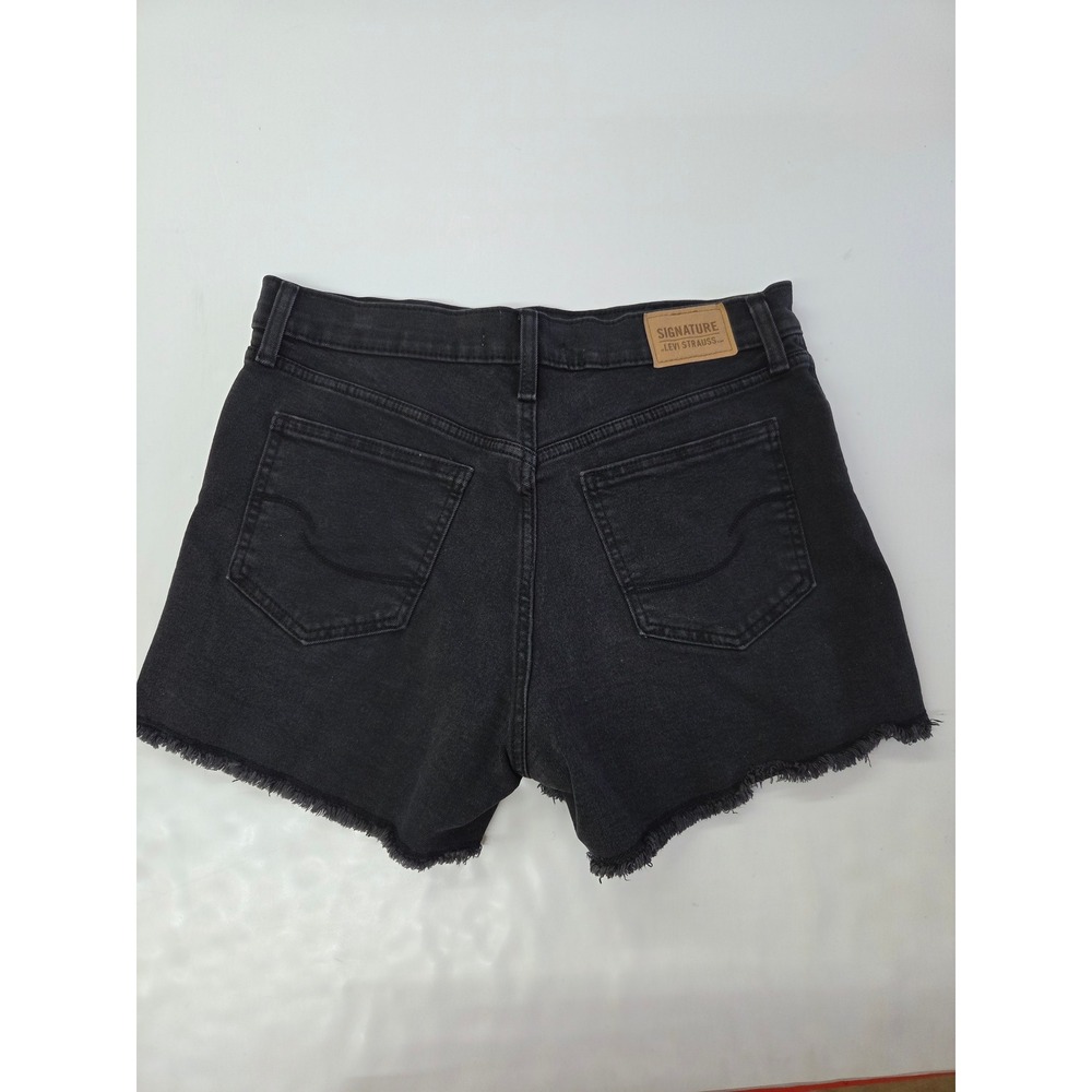Signature by Levi Strauss Heritage High Rise Shorts Black Raw Hem Size 8 W29